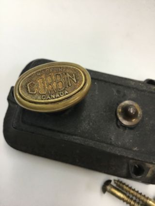 Vintage Corbin Door Lock Brass Button Latch Twist Surface Mount Made In Canada 2