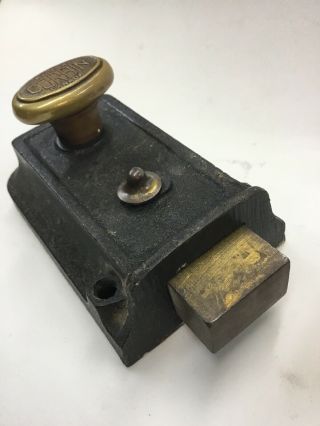 Vintage Corbin Door Lock Brass Button Latch Twist Surface Mount Made In Canada 4
