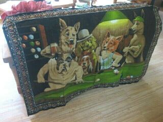 Vintage Wall Tapestry Dogs Playing Pool Billiards Tapestry 56 " L X 39 " T