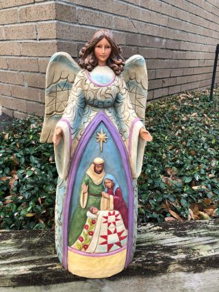 Jim Shore Angel Nativity On Skirt Holy Family 2014 Holiday Living Statue 20”