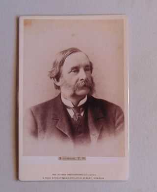 Thomas Higginson Cabinet Card Photo Antique Civil War Suffrage Cause Autograph