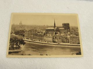 Notre Dame Cathedral Church Paris France Vintage View Old Postcard Sepia Yvon 92
