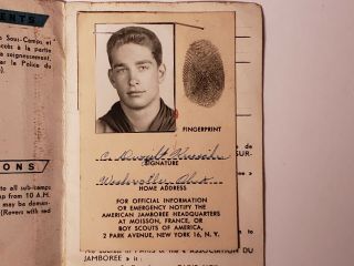 1947 BOY SCOUT JAMBOREE - CERTIFICATE OF ID CARD - w/ PHOTO & FINGERPRINT 2