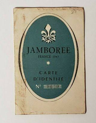 1947 BOY SCOUT JAMBOREE - CERTIFICATE OF ID CARD - w/ PHOTO & FINGERPRINT 3