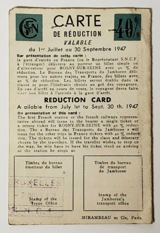 1947 BOY SCOUT JAMBOREE - CERTIFICATE OF ID CARD - w/ PHOTO & FINGERPRINT 4