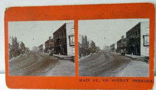 Vintage 1880 Main St,  Scene Oshkosh Wi.  Stereo Card In