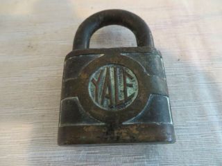 Vintage YALE BRASS PAD LOCK Padlock - No Key 2