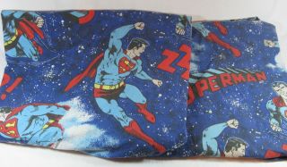 Vintage Set Of 2 Superman Twin Fitted Sheets Dc Comic 1978 Fabric Crafts