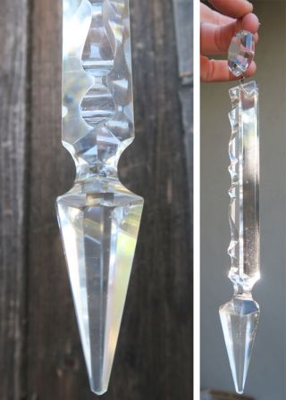 1 Antique 8 " Vintage Crystal Glass Gothic Prism Chandelier Lamp Part Luster