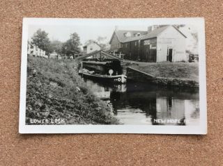 Photo Postcard 1920’s Hope Pa.  Lower Lock On The Delaware Canal