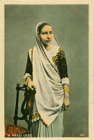 Pc India Indian Parsi Girl Ethnic / Social History C1912