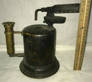 Antique Brass Torch Blowtorch Early Tool Handle Pump Estate Fresh Vintage Old