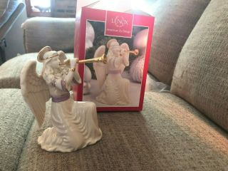 Lenox First Blessing Nativity Kneeling Angel With Trumpet Horn Figurine