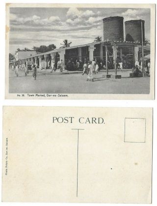 Africa Old Postcard Town Market Dar - Es - Salam People Shops