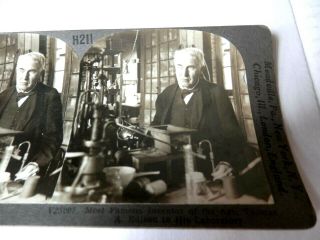 Antique Thomas Edison In His Laboratory Real Photo Stereoview Card - Keystone 2
