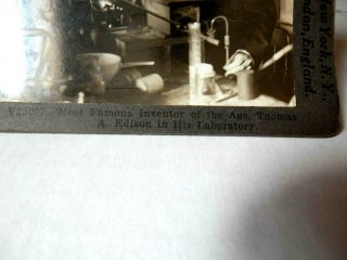 Antique Thomas Edison In His Laboratory Real Photo Stereoview Card - Keystone 3