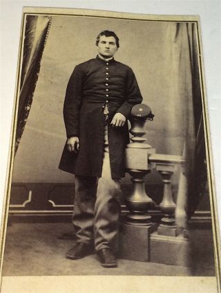 Rare Antique American Civil War 2nd Corps Soldier Clover Kepi Maine Cdv Photo