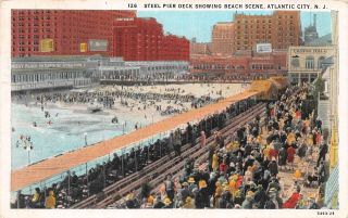C21 - 8247,  Steel Pier Beach Scene Atlantic City.  Postcard.