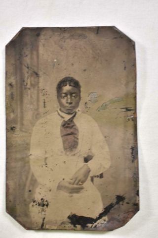 Vintage Tin Type Photo Of African American Woman