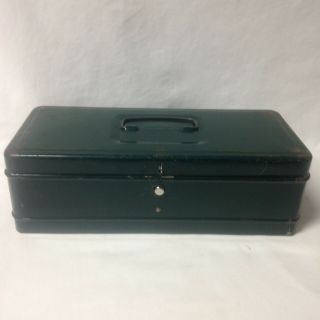 Vintage Climax Metal Tool Tackle Box Green 11.  25 "