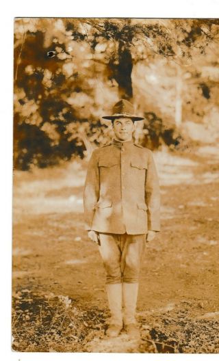 1917 Rppc Us Soldier Cavalry? Camp Lewis Tacoma Wa 1st Casson? Co Transportation