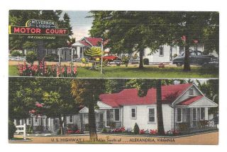 Mt.  Vernon Lodge Motor Court,  Us 1 South Of Alexandria,  Va Linen Postcard