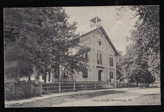 Vintage Antique Rppc Postcard Public School Mercersburg,  Pa