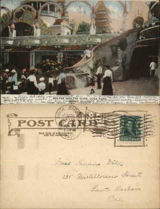 1907 Coney Island,  Ny Helter Skelter Slide,  Luna Park Kings County York