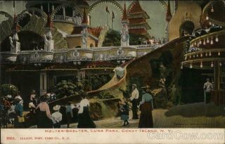 1907 Coney Island,  NY Helter - Skelter,  Luna Park Kings County York Postcard 2