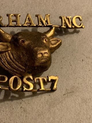 Vintage American Legion Lapel Hat Pin Post 7 Durham NC Custom Made Gold Look 3