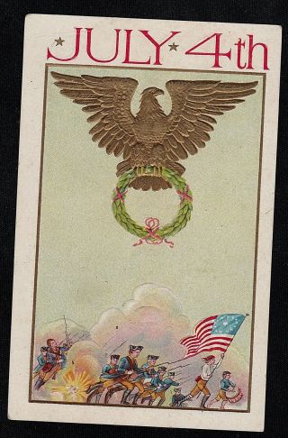 Vintage Antique Postcard July 4th Fourth Of July 1916