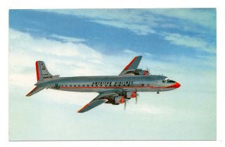 Dc - 7 Airliner Mercury Service American Airlines Advertising Postcard