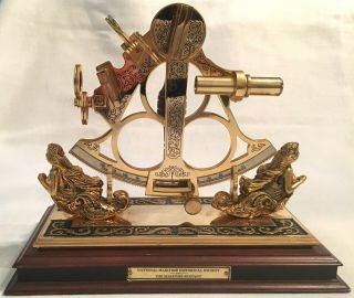 National Maritime Historical Society Mermaid Sextant Franklin Brass On Base
