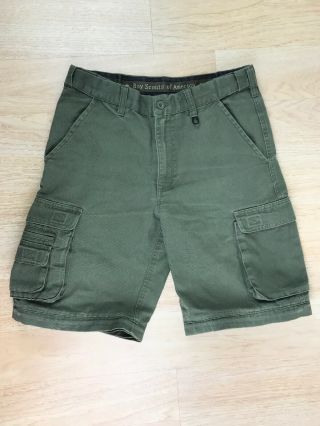 Boys Scouts Of America Youth Size 12 Green Polyester Blend Cargo Shorts