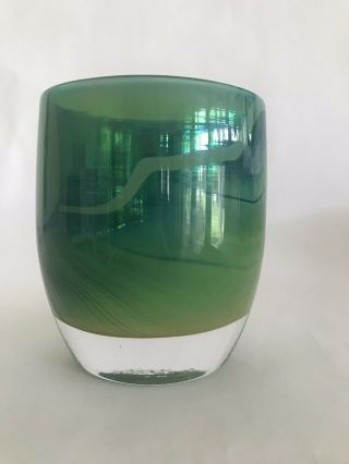 Gorgeous Rare Glassybaby Gratitude 3 No Longer Green Glass Candle Votive 2