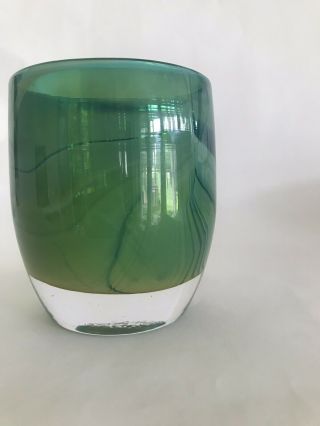 Gorgeous Rare Glassybaby Gratitude 3 No Longer Green Glass Candle Votive 3