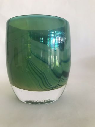 Gorgeous Rare Glassybaby Gratitude 3 No Longer Green Glass Candle Votive 4