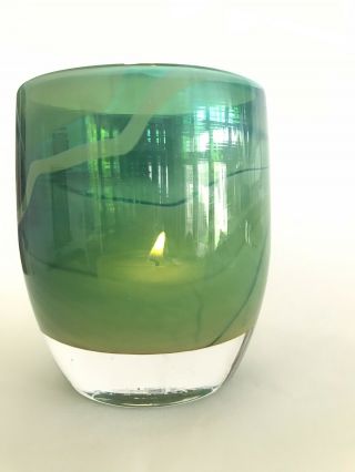 Gorgeous Rare Glassybaby Gratitude 3 No Longer Green Glass Candle Votive 7