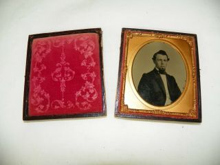 1/6 PLATE AMBROTYPE BY J U FRENCH NH A YOUNG SEXY STUD MAN FULL CASE 3