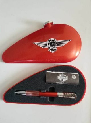Harley Davidson Orange Gas Tank Ballpoint Pen Powered By Waterman