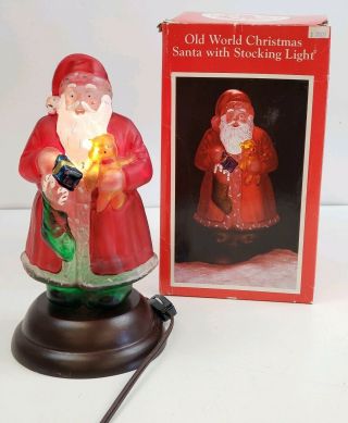 Rare Merck Old World Christmas Santa With Stocking Light 1991 Rare Teddy Bear