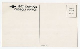 1967 CHEVROLET Caprice Custom Wagon GM USA Advertising Postcard 2