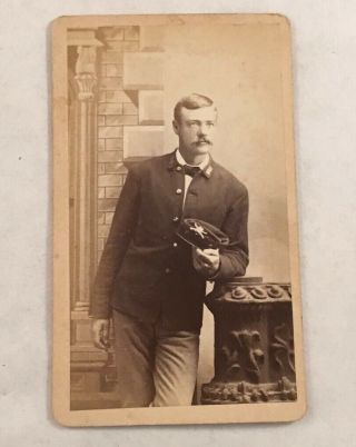 Antique Cdv Photograph Civil War Era Soldier In Uniform With Infantry Cap Hat