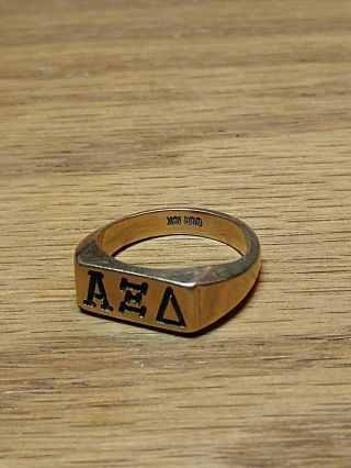 Alpha Xi Delta 10k Solid Gold Sorority Signet Ring,  Small Size 3 (14mm) 3.  7 Grams