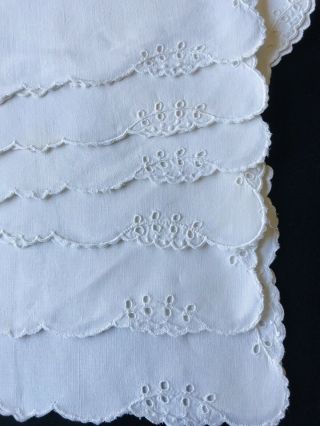 Vintage Embroidered Linen Cocktail Napkins Cutwork White 11×11 " Set Of Eleven