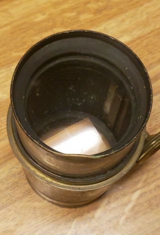Vintage Magic Lantern Projector Lens Large Brass Stereopticon Co.  Chicago 5 - 1/4 