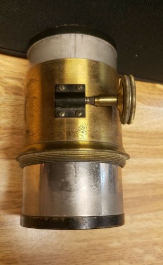 Vintage Magic Lantern Projector Lens Large Brass Stereopticon Co.  Chicago 5 - 1/4 