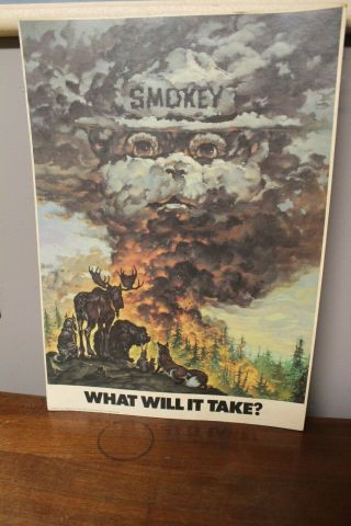 Vintage Smokey The Bear Poster What Will It Take? 1986 Great Graphics
