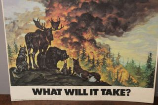 Vintage Smokey The Bear Poster What Will It Take? 1986 Great graphics 3