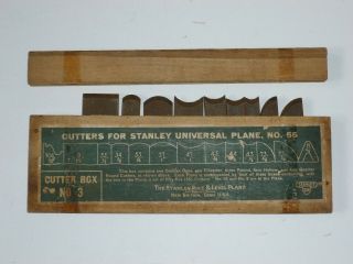 Vtg Box 3 Cutters For Stanley Universal Plane No.  55 W/ Stanley Sw Heart Logo